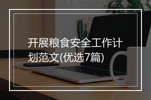 开展粮食安全工作计划范文(优选7篇)