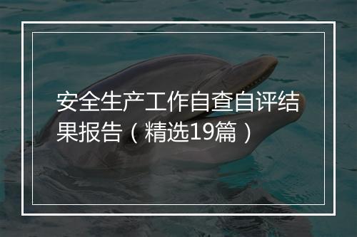 安全生产工作自查自评结果报告（精选19篇）