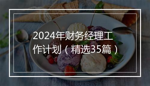 2024年财务经理工作计划（精选35篇）