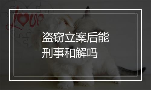 盗窃立案后能刑事和解吗