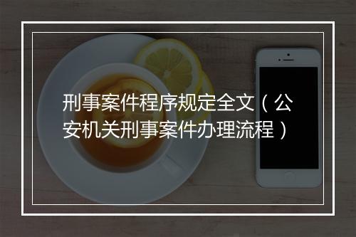 刑事案件程序规定全文（公安机关刑事案件办理流程）