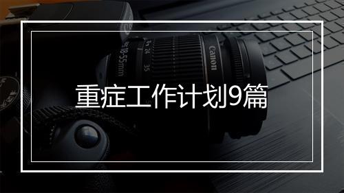 重症工作计划9篇