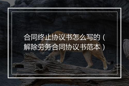 合同终止协议书怎么写的（解除劳务合同协议书范本）