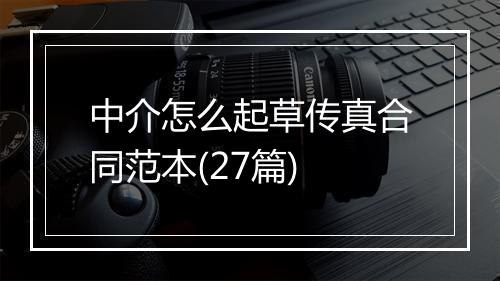 中介怎么起草传真合同范本(27篇)