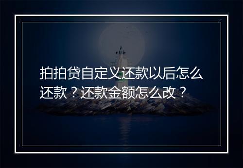 拍拍贷自定义还款以后怎么还款？还款金额怎么改？