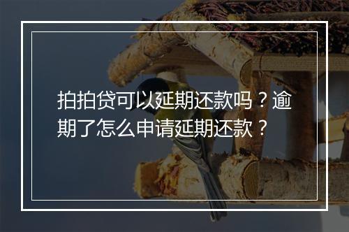拍拍贷可以延期还款吗？逾期了怎么申请延期还款？