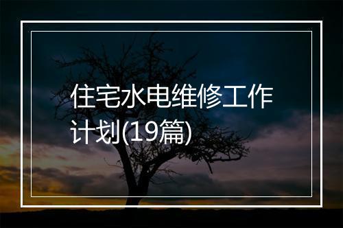 住宅水电维修工作计划(19篇)