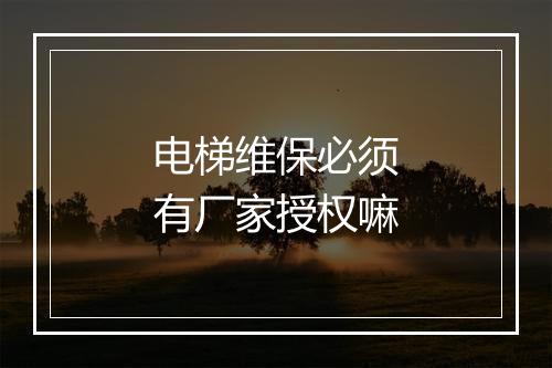 电梯维保必须有厂家授权嘛