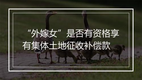 “外嫁女”是否有资格享有集体土地征收补偿款