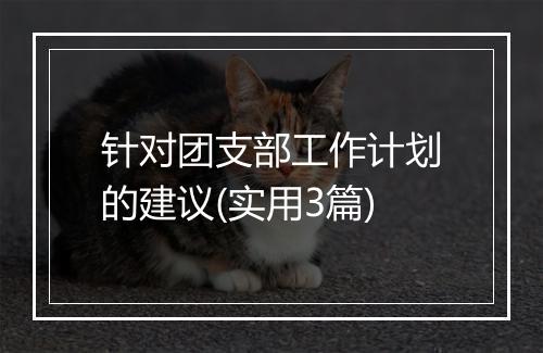 针对团支部工作计划的建议(实用3篇)