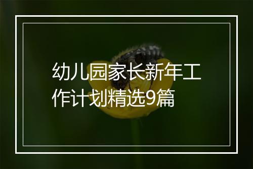 幼儿园家长新年工作计划精选9篇