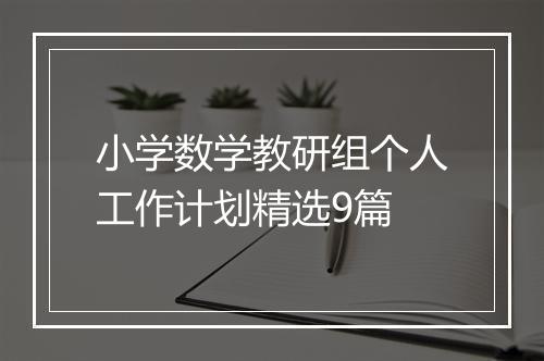 小学数学教研组个人工作计划精选9篇