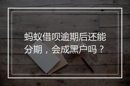 蚂蚁借呗逾期后还能分期，会成黑户吗？