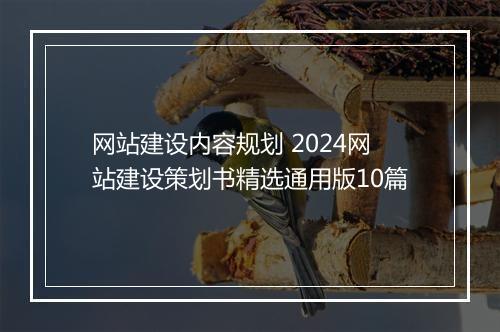 网站建设内容规划 2024网站建设策划书精选通用版10篇