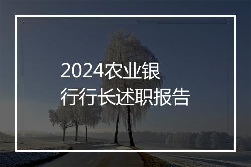 2024农业银行行长述职报告