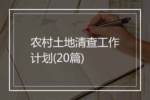 农村土地清查工作计划(20篇)