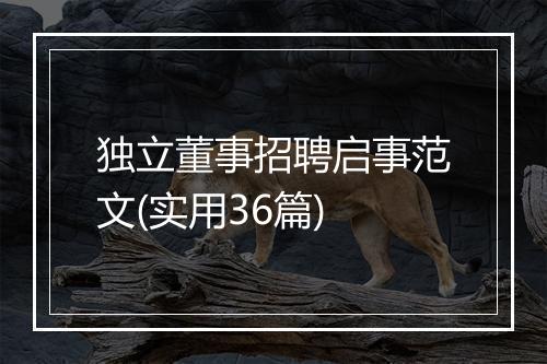 独立董事招聘启事范文(实用36篇)