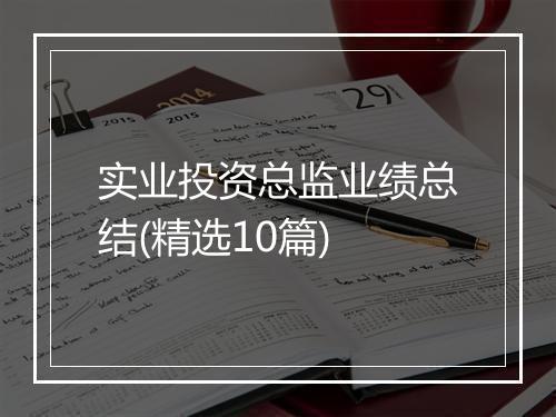 实业投资总监业绩总结(精选10篇)
