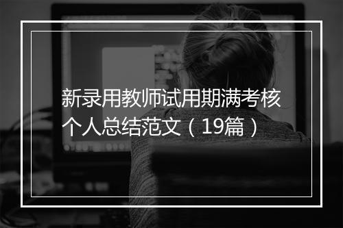 新录用教师试用期满考核个人总结范文（19篇）