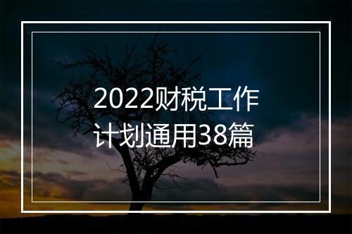 2022财税工作计划通用38篇