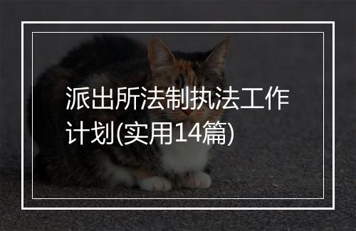 派出所法制执法工作计划(实用14篇)