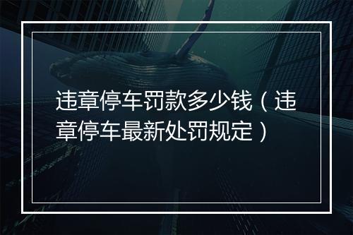 违章停车罚款多少钱（违章停车最新处罚规定）