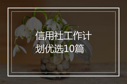 信用社工作计划优选10篇