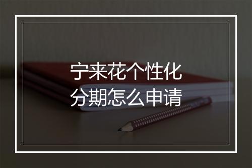 宁来花个性化分期怎么申请