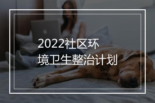 2022社区环境卫生整治计划