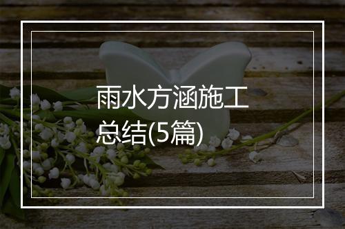 雨水方涵施工总结(5篇)