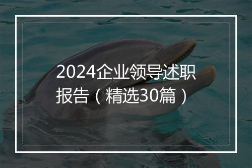 2024企业领导述职报告（精选30篇）