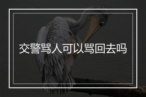 交警骂人可以骂回去吗