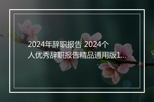 2024年辞职报告 2024个人优秀辞职报告精品通用版10篇