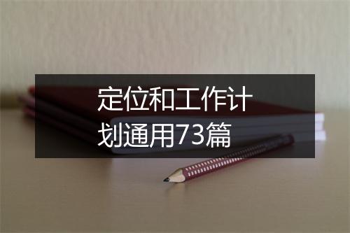 定位和工作计划通用73篇