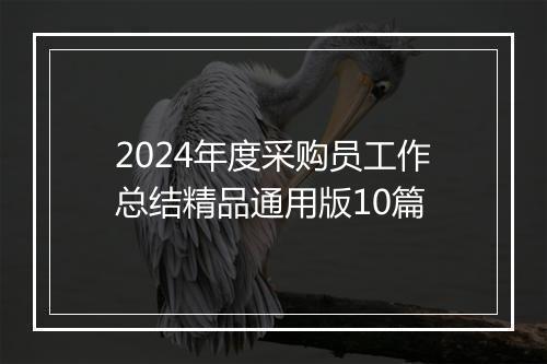 2024年度采购员工作总结精品通用版10篇