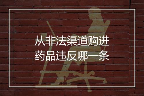 从非法渠道购进药品违反哪一条