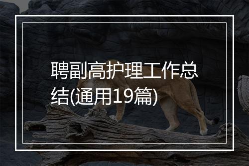 聘副高护理工作总结(通用19篇)