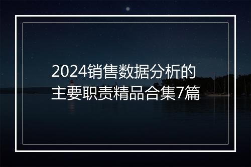 2024销售数据分析的主要职责精品合集7篇