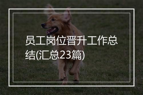 员工岗位晋升工作总结(汇总23篇)