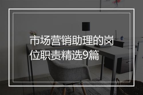 市场营销助理的岗位职责精选9篇