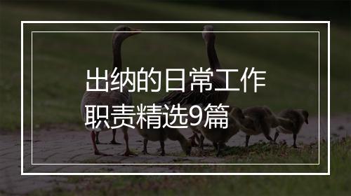 出纳的日常工作职责精选9篇