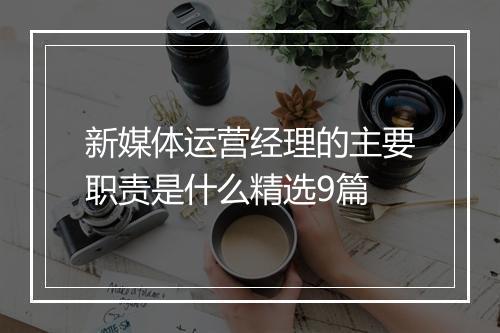新媒体运营经理的主要职责是什么精选9篇