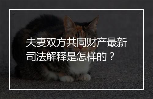 夫妻双方共同财产最新司法解释是怎样的？