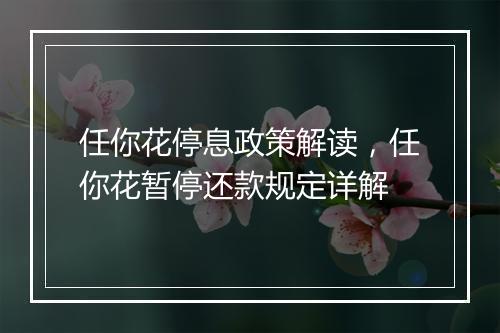 任你花停息政策解读，任你花暂停还款规定详解