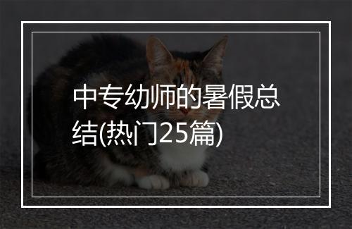 中专幼师的暑假总结(热门25篇)