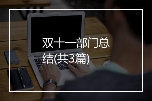 双十一部门总结(共3篇)