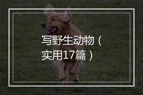 写野生动物（实用17篇）