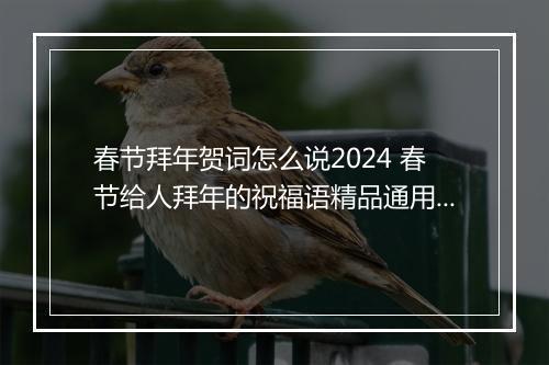 春节拜年贺词怎么说2024 春节给人拜年的祝福语精品通用版7篇