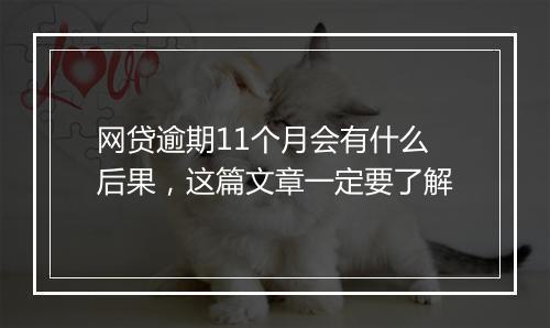 网贷逾期11个月会有什么后果，这篇文章一定要了解