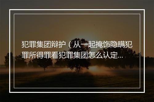 犯罪集团辩护（从一起掩饰隐瞒犯罪所得罪看犯罪集团怎么认定？）